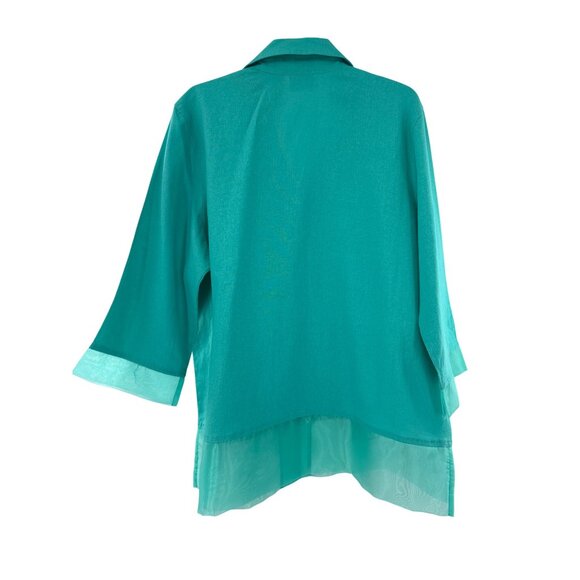 Napa Valley Womens Turquoise Embroidered Button-Up Blouse IX - Picture 4 of 8